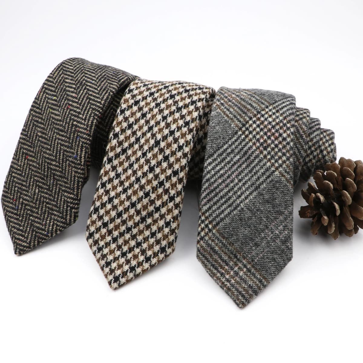High Quality Classic Striped 100% Wool Ties Handmade 7cm Fashion Skinny Men Necktie Thick Cashmere Casual Cravat Accessories