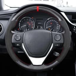 DIY Soft Black Genuine Leather Suede Car Steering Wheel Covers For Toyota RAV4 2013-2019 Corolla 2014-2019 Corolla iM (US)
