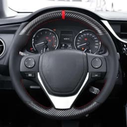 DIY Soft Black Genuine Leather Suede Car Steering Wheel Covers For Toyota RAV4 2013-2019 Corolla 2014-2019 Corolla iM (US)