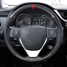 DIY Soft Black Genuine Leather Suede Car Steering Wheel Covers For Toyota RAV4 2013-2019 Corolla 2014-2019 Corolla iM (US)