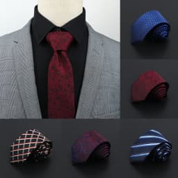 New Men's Ties Solid Color 7cm Jacquard Luxury Necktie Accessories Simplicity For Daily Wear Cravat Wedding Party Gift For Man