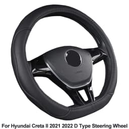 Car Steering Wheel Cover funda volante D Shape For Hyundai Creta II 2021 2022 D Type Braid on Steering-Wheel Wrap Protector