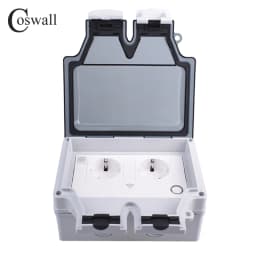Coswall Tuya Wifi Voice Control IP66 Waterproof 13A Universal 3 Pin Socket Timer Switch Programmable Work With Alexa Google Home