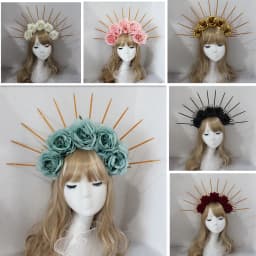 Lolita Headband Halo Headpiece Cosplay Baroque Tiara Crown Women Goddess Mary Sunburst Hair Accessories