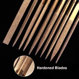 10pcs Titanium Coated Diamond Files Set 3x140mm Soft Rubber Handles Variety Shapes Diamond Needle Files for Metal Glass Ceramics