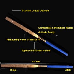 10pcs Titanium Coated Diamond Files Set 3x140mm Soft Rubber Handles Variety Shapes Diamond Needle Files for Metal Glass Ceramics