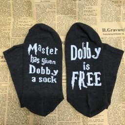 Unisex Novelty Socks 'Master Has Given Dobby a Sock Dobby Is Free' Funny Soft Cotton Letter For Women Men Christmas Present