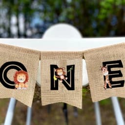 Woodland jungle Safari forest animal theme Boy girl First 1st wild one Birthday party Highchair Banner decoration Photo props