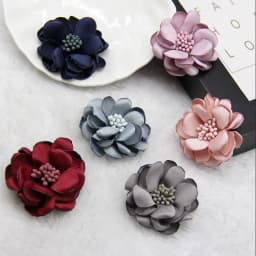 5Pcs 4.5CM Handmade Satin Fabric Artificial Flower For Wedding Party Clothing Decoration DIY Hair Accessories
