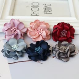 5Pcs 4.5CM Handmade Satin Fabric Artificial Flower For Wedding Party Clothing Decoration DIY Hair Accessories