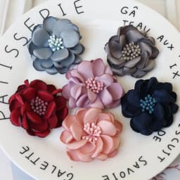 5Pcs 4.5CM Handmade Satin Fabric Artificial Flower For Wedding Party Clothing Decoration DIY Hair Accessories