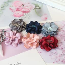 5Pcs 4.5CM Handmade Satin Fabric Artificial Flower For Wedding Party Clothing Decoration DIY Hair Accessories