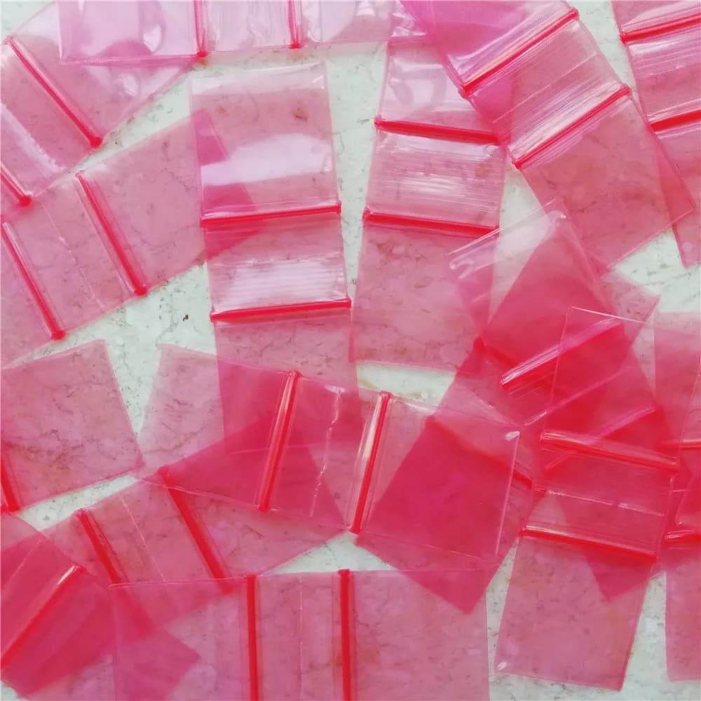 1" x 1" 5Mil Colored Pink Baggies 100pcs Mini Zip lock bags 1010 Clear Plastic Bags Y028