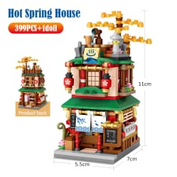 1608pcs Mini City Street View House Japanese Store 4 in 1 Model Building Blocks Architecture Friends Bricks Toys for Girls Gifts