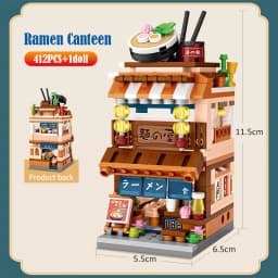 1608pcs Mini City Street View House Japanese Store 4 in 1 Model Building Blocks Architecture Friends Bricks Toys for Girls Gifts