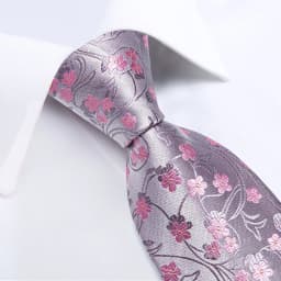 Floral Pink Ties For Men Wedding Party Man Tie Handkerchief Brooch Cufflinks Set Men Accessories Gravata