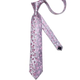 Floral Pink Ties For Men Wedding Party Man Tie Handkerchief Brooch Cufflinks Set Men Accessories Gravata
