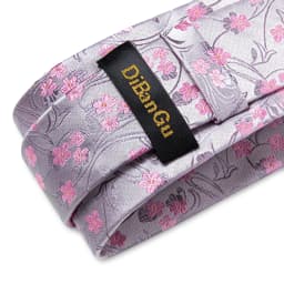 Floral Pink Ties For Men Wedding Party Man Tie Handkerchief Brooch Cufflinks Set Men Accessories Gravata
