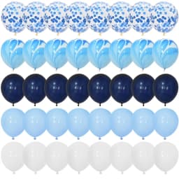 40Pcs Blue Balloons Set Agate Marble Metallic Confetti Balloon for Kids Birthday Party Baby Shower Graduation Decoration Wedding