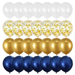 40Pcs Blue Balloons Set Agate Marble Metallic Confetti Balloon for Kids Birthday Party Baby Shower Graduation Decoration Wedding
