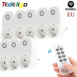 15A Smart Home Plug Wireless Socket Remote Control EU FR 433MHz Wall Electric Outlet Accessories Programmer Switch AC 220V LED