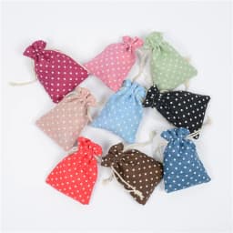 10pcs Dot Pattern Jute Bag Sack Cotton Bag Drawstring Christmas Gift Bags for Gift Packaging Bags Wedding Party Pouches 10x14cm