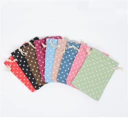 10pcs Dot Pattern Jute Bag Sack Cotton Bag Drawstring Christmas Gift Bags for Gift Packaging Bags Wedding Party Pouches 10x14cm