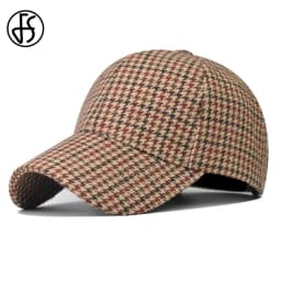 FS Luxury Houndstooth Baseball Caps For Men Brand Women Brown Plaid Designer Hat High Quality Cotton Trucker Cap Casquette Homme