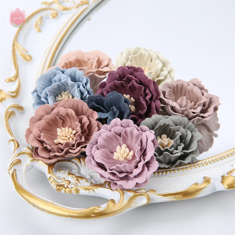 5/20Pcs 4cm Artificial Flowers Heads Silk Fake Flowers DIY Home Living Room Decoration Christmas Wreath New Year's Wedding Decor