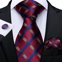 Blue Red Black Plaid Fashion Brand Men's Ties Set Luxury Wedding Neck Tie Pocket Square Cufflinks Gift For Men Dropshipping