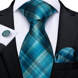 Blue Red Black Plaid Fashion Brand Men's Ties Set Luxury Wedding Neck Tie Pocket Square Cufflinks Gift For Men Dropshipping