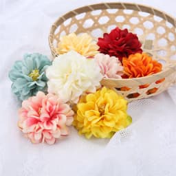 10Pcs Silk Dahlia Flower Heads Artificial Flower For Home Decor Wall Flowers Wedding Party Wreath Dahlia DIY Crafts Fake Flowers