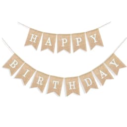 13 Flags Happy Birthday Party Home Decor Supplies Vintage Linen Jute Burlap Pennant Banner Bunting Background Photography Props