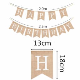 13 Flags Happy Birthday Party Home Decor Supplies Vintage Linen Jute Burlap Pennant Banner Bunting Background Photography Props