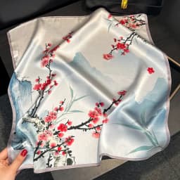 New 2027 Pashmina 100% Silk Scarf Fashion Women Summer Beach Elegant Small Scarves Shawl Poncho 53*53cm Hijab Bandana Kerchief