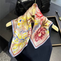 New 2027 Pashmina 100% Silk Scarf Fashion Women Summer Beach Elegant Small Scarves Shawl Poncho 53*53cm Hijab Bandana Kerchief