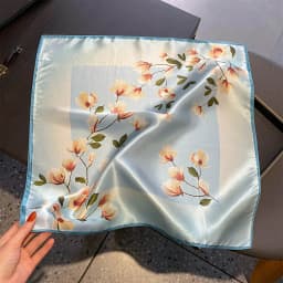 New 2027 Pashmina 100% Silk Scarf Fashion Women Summer Beach Elegant Small Scarves Shawl Poncho 53*53cm Hijab Bandana Kerchief