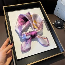 New 2027 Pashmina 100% Silk Scarf Fashion Women Summer Beach Elegant Small Scarves Shawl Poncho 53*53cm Hijab Bandana Kerchief