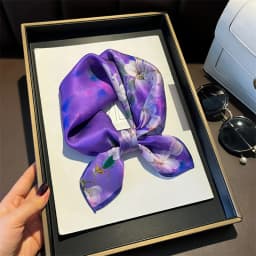 New 2027 Pashmina 100% Silk Scarf Fashion Women Summer Beach Elegant Small Scarves Shawl Poncho 53*53cm Hijab Bandana Kerchief