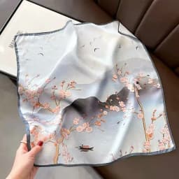 New 2027 Pashmina 100% Silk Scarf Fashion Women Summer Beach Elegant Small Scarves Shawl Poncho 53*53cm Hijab Bandana Kerchief