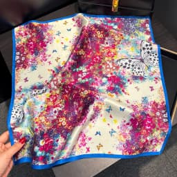 New 2027 Pashmina 100% Silk Scarf Fashion Women Summer Beach Elegant Small Scarves Shawl Poncho 53*53cm Hijab Bandana Kerchief