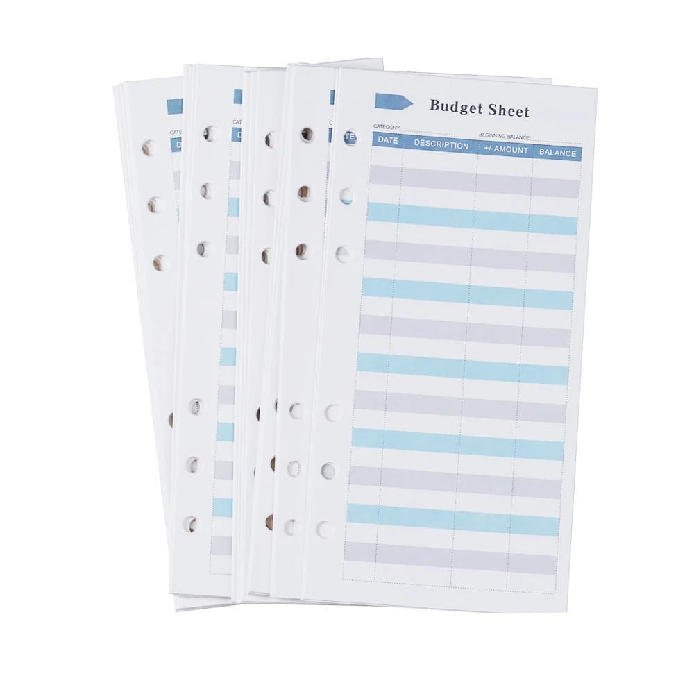 A6 Size 12Pcs Budget Card Six-color Hole Cash Plan Consumption Card Paper Budget Business Envelope Letter Paper Printing Set