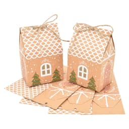 5/10pcs Christmas House Shape Candy Box Gift Bags Xmas DIY Cookie Candy Packaging Boxes Party Decoration Christmas Tree Pendants