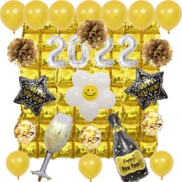 4Pcs Sequin Foil Balloons for Party Decorations Gold Silver Rose Gold Double Row Square Backdrop Balloons for Birthday Decor