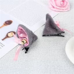 Hot Sweet Lovely Anime Lolita Cosplay Fancy Neko Cat Ears Hair Clip Black with Bell Fur Headwear Party Costume Hair Accessories