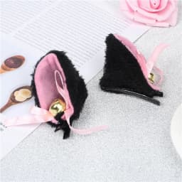 Hot Sweet Lovely Anime Lolita Cosplay Fancy Neko Cat Ears Hair Clip Black with Bell Fur Headwear Party Costume Hair Accessories