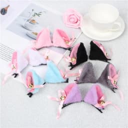 Hot Sweet Lovely Anime Lolita Cosplay Fancy Neko Cat Ears Hair Clip Black with Bell Fur Headwear Party Costume Hair Accessories