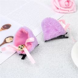 Hot Sweet Lovely Anime Lolita Cosplay Fancy Neko Cat Ears Hair Clip Black with Bell Fur Headwear Party Costume Hair Accessories
