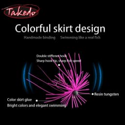 TAKEDO TK114 1.8G - 5G ZITHER RUBBER JIG Spinnerbait Blades Silicone Skirt Saltwater Resin Tungsten Jig Head Spinner Rubber Jig