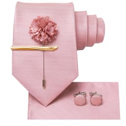 Hi-Tie Designer Rose Gold Pink Solid Wedding Tie For Men Handky Cufflink Mens Necktie Fashion Business Party Dropshiping